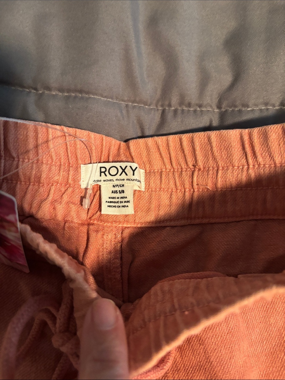 Roxy Washed Coral Drawstring Frayed-Hem Shorts - Picture 2 of 5